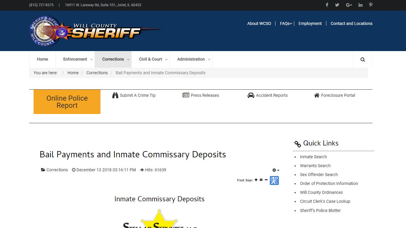 Bail Payments and Inmate Commissary Deposits - WC Sheriff ...